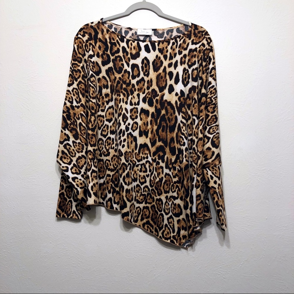 Leopard Asymmetrical Oversized Boxy Dolman Top